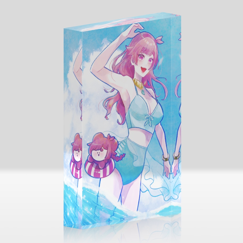 夏、勾玉ざくろ。アクリルブロック2023