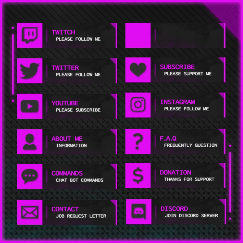 【TwitchPanel】8Color -NEON- ツイッチパネル画像【配信】