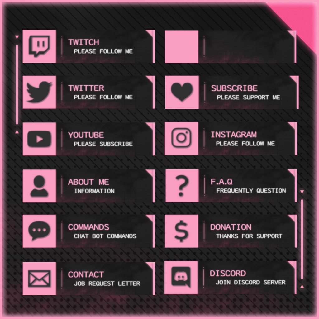 【TwitchPanel】8Color -NEON- ツイッチパネル画像【配信】