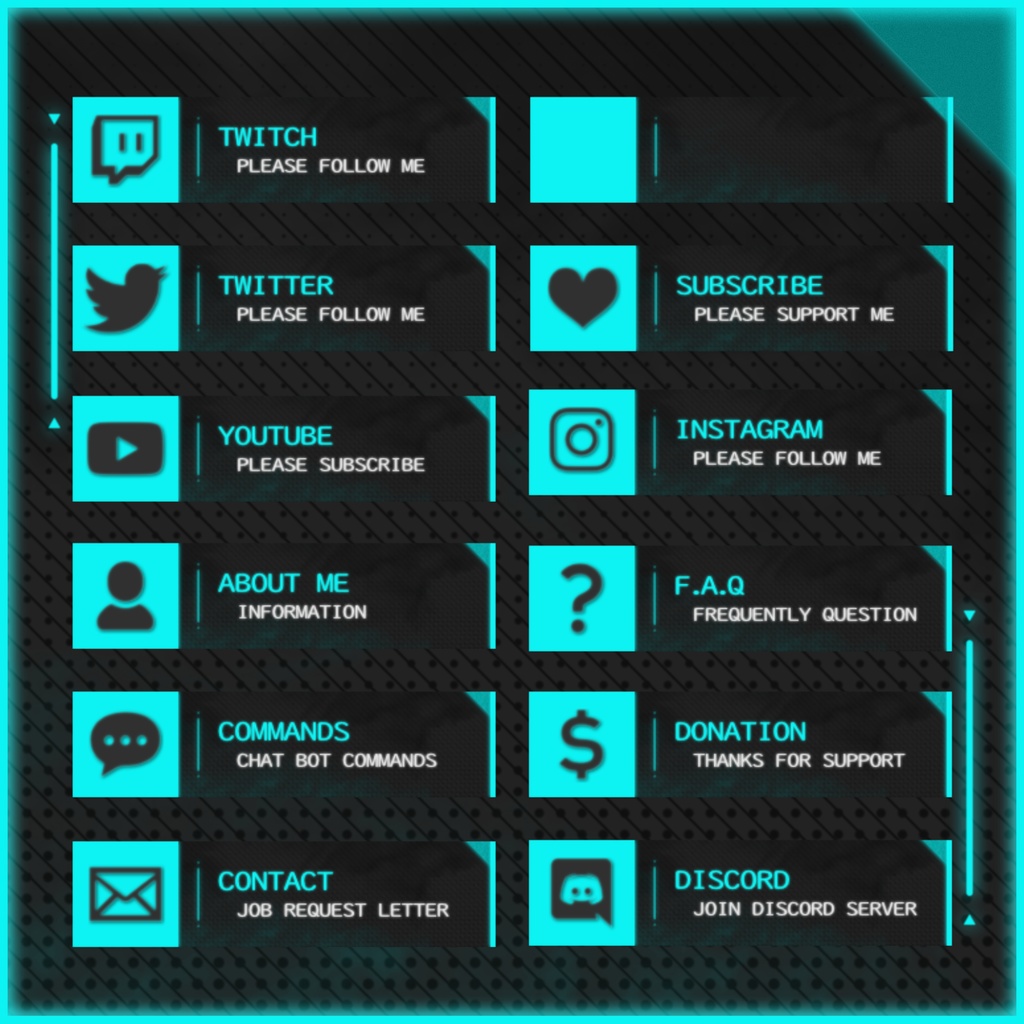 【TwitchPanel】8Color -NEON- ツイッチパネル画像【配信】