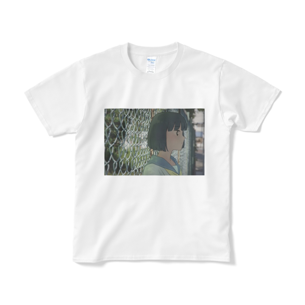 フェンスと女の子Tシャツ