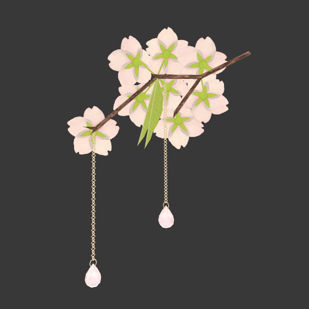 【VRChat向け】桜雫【髪飾り・ピアス】