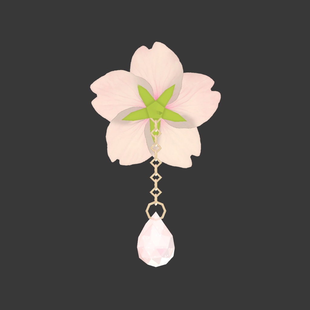 【VRChat向け】桜雫【髪飾り・ピアス】