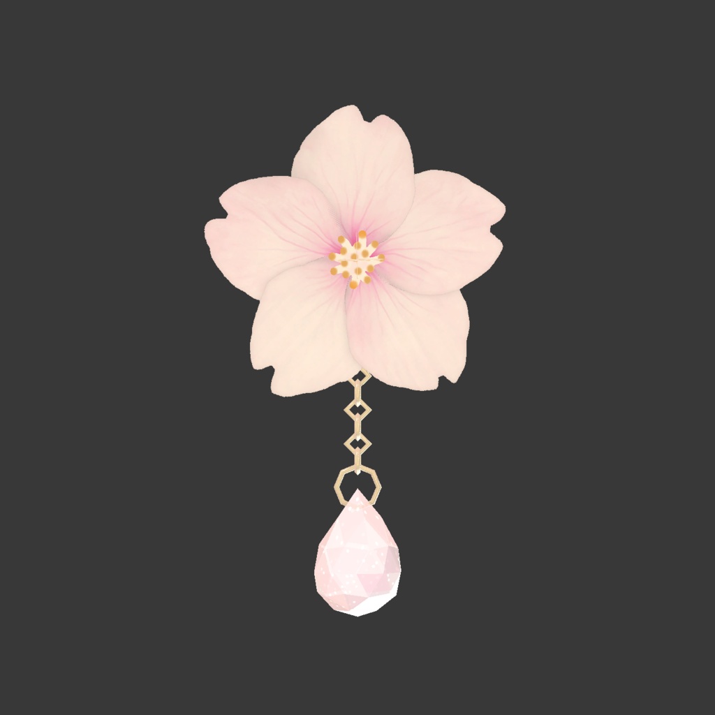 【VRChat向け】桜雫【髪飾り・ピアス】