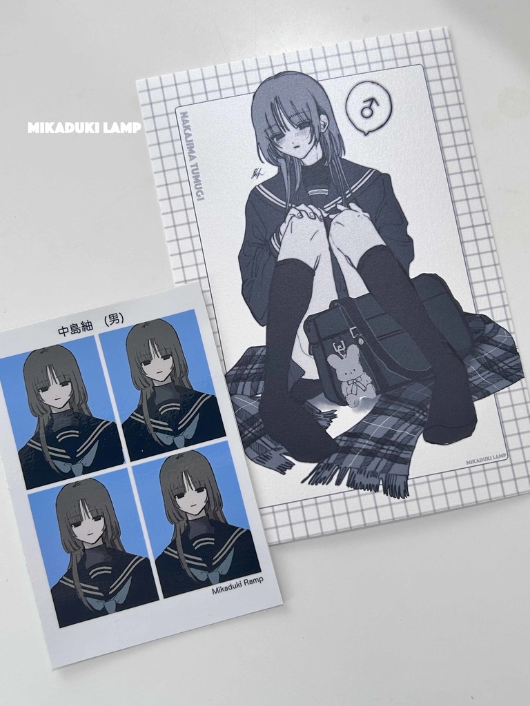「セーラー服の男の子」ポストカード&ステッカーセット