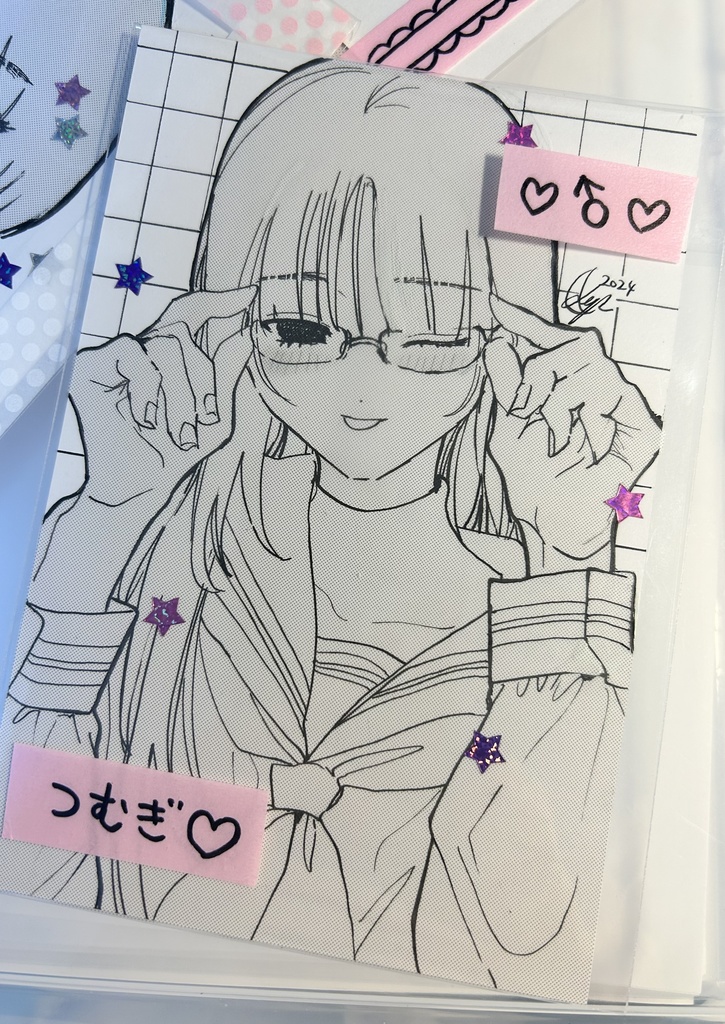 つむぎちゃん「メガネ」ドローイング