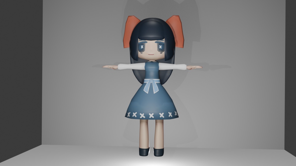 【無料・投げ銭】人形風 女の子『なきこ』(喜怒哀楽シリーズの哀)【期間限定】【VRC想定3Dモデル】