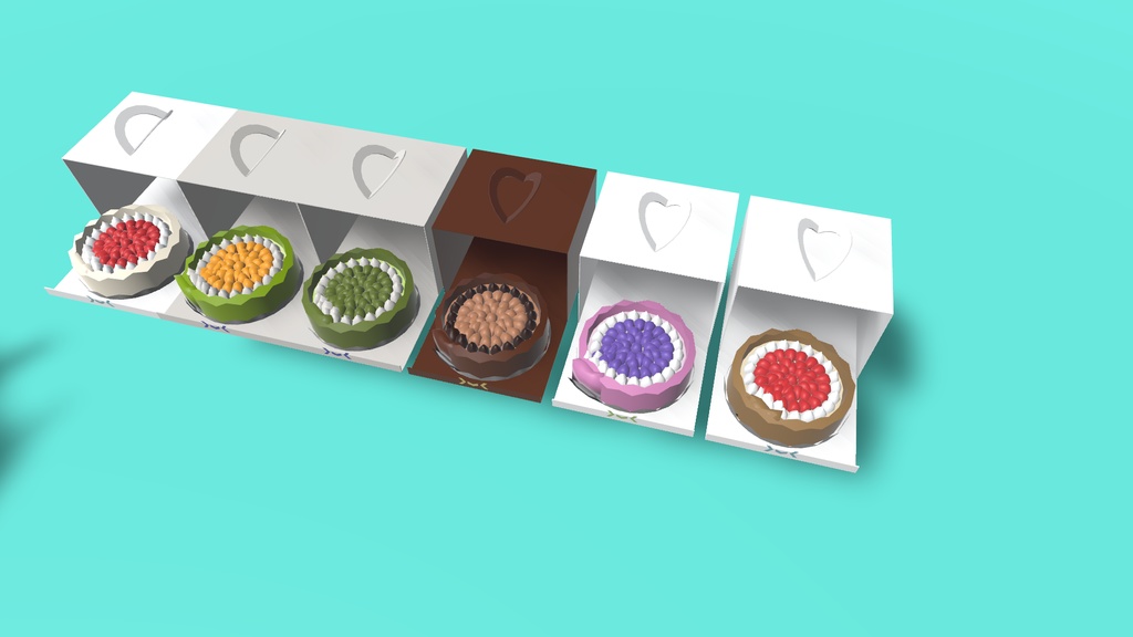 【無料】誕生日ホールケーキ 物体アバター『ケーキ箱』【VRC想定3Dアバターモデル】