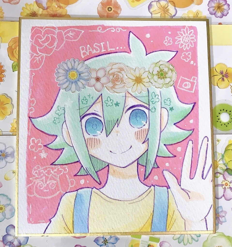 【手描き色紙】バジルくん✨