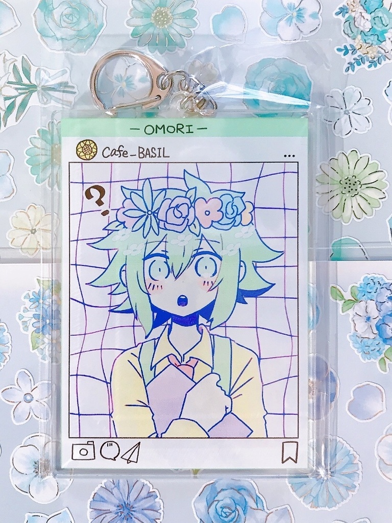 cafeバジルSNS風アクリルキーホルダー🌼