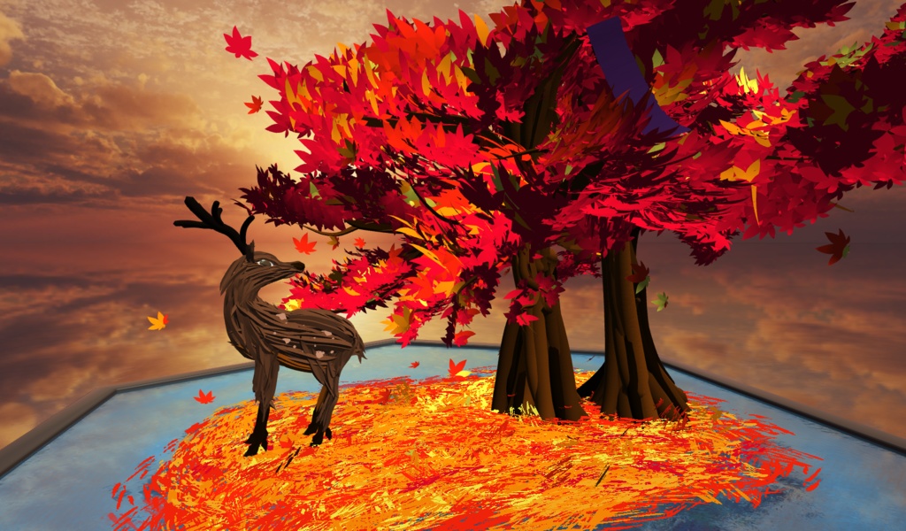 【VRart】鹿に紅葉(TiltBrush)【STYLY URL】