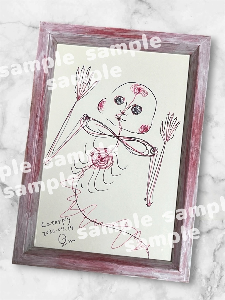 「きゃたぴぃ」ボールペンドローイング原画 Original ‘Caterpiy’ ballpoint pen drawing