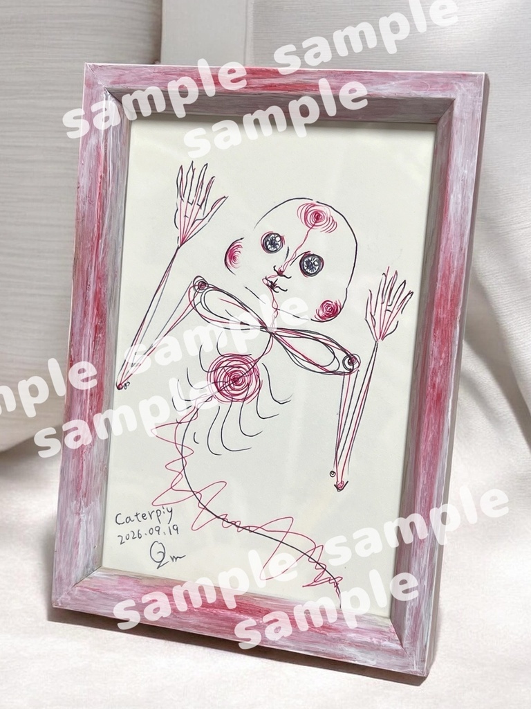 「きゃたぴぃ」ボールペンドローイング原画 Original ‘Caterpiy’ ballpoint pen drawing
