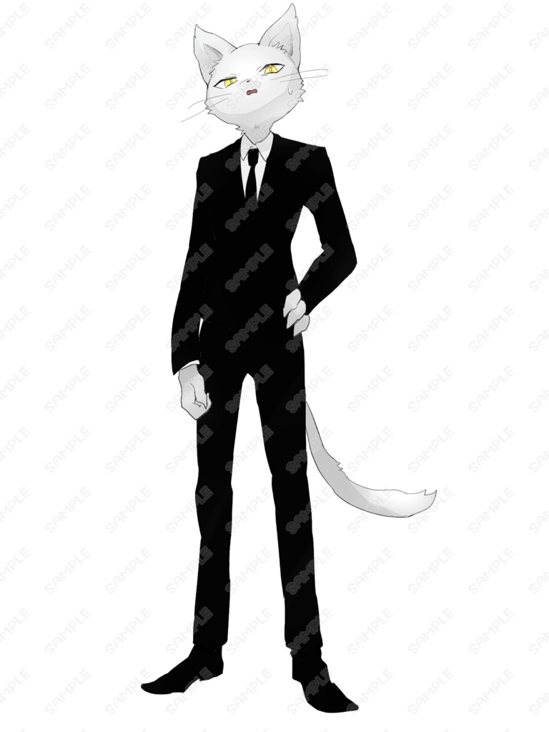 スーツの白猫お兄さん【表情8種類】