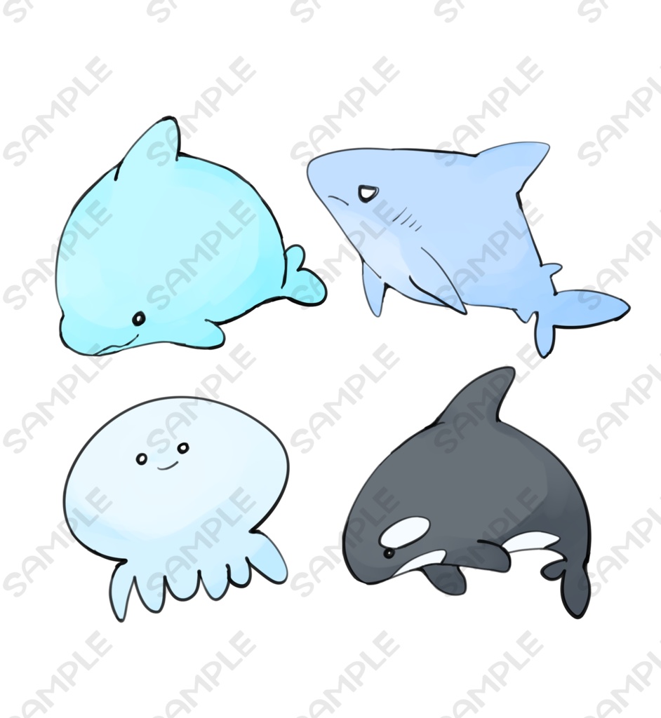 海の生き物素材8種