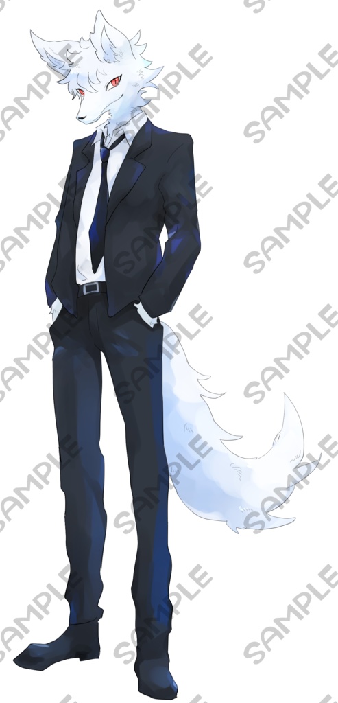 スーツ姿の狼獣人【表情10種類】