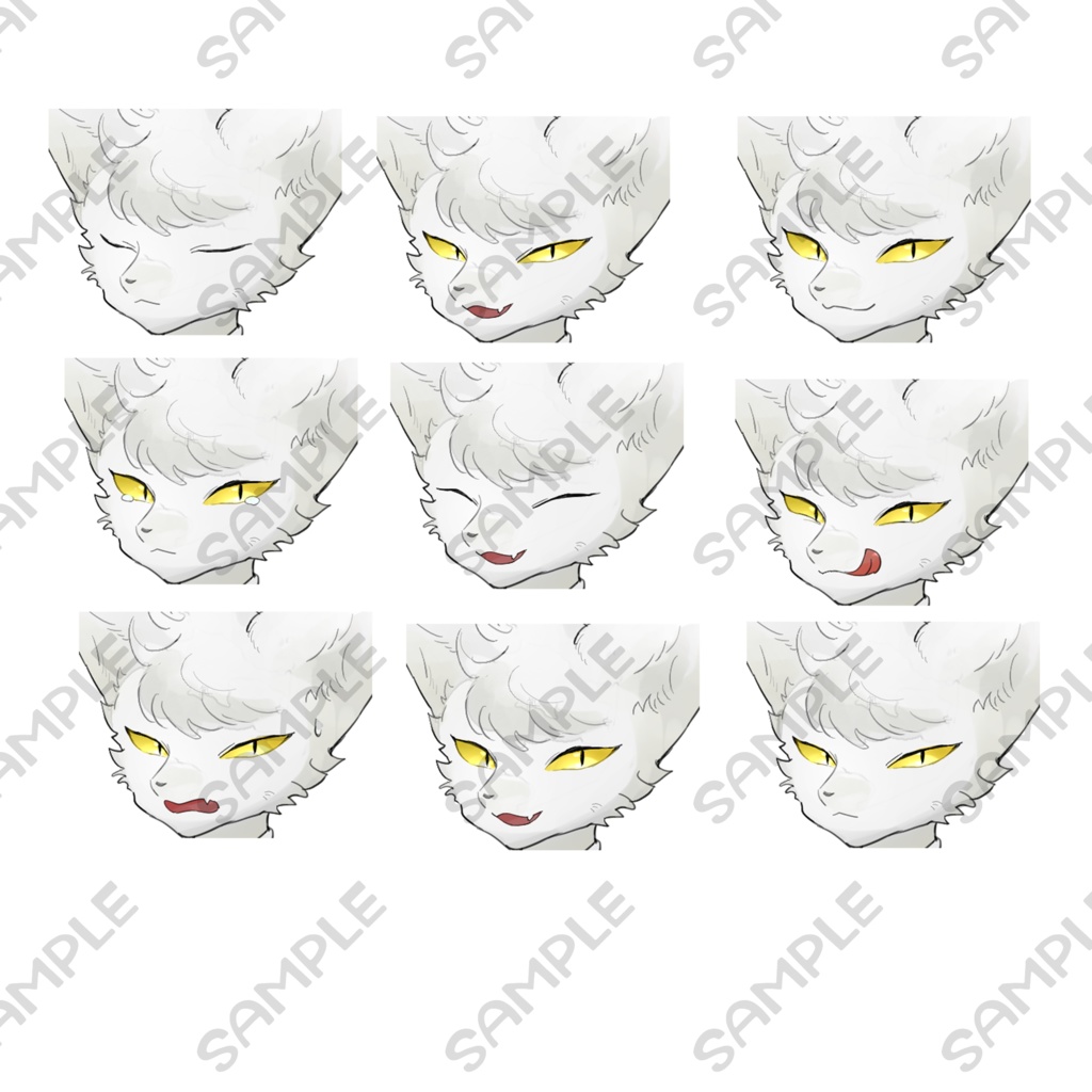 白猫の獣人【表情9種類】