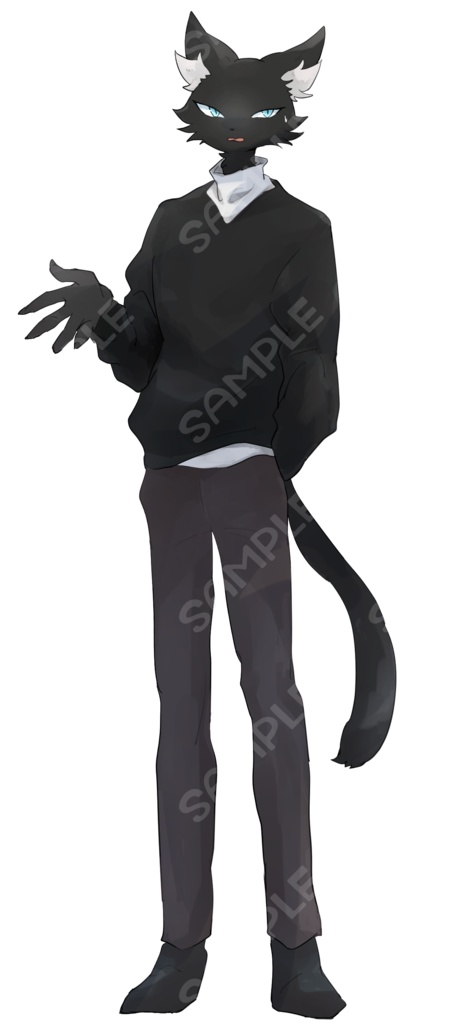黒猫の獣人【表情7種類】