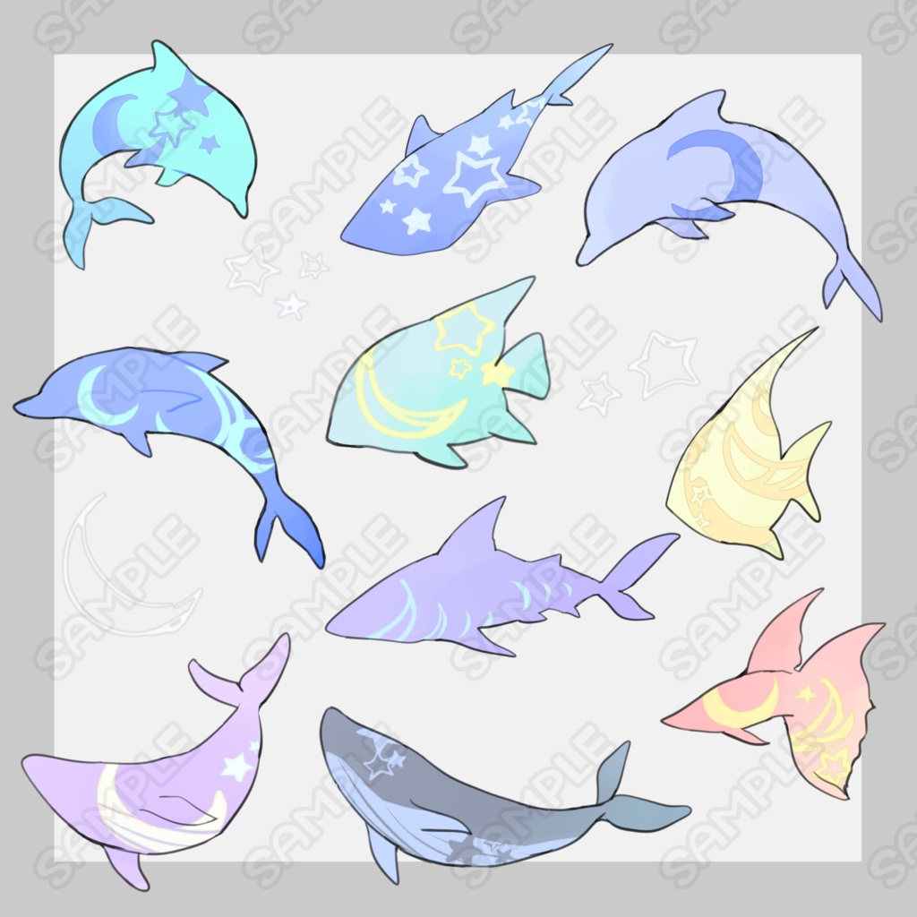 星空×海の生き物　10種