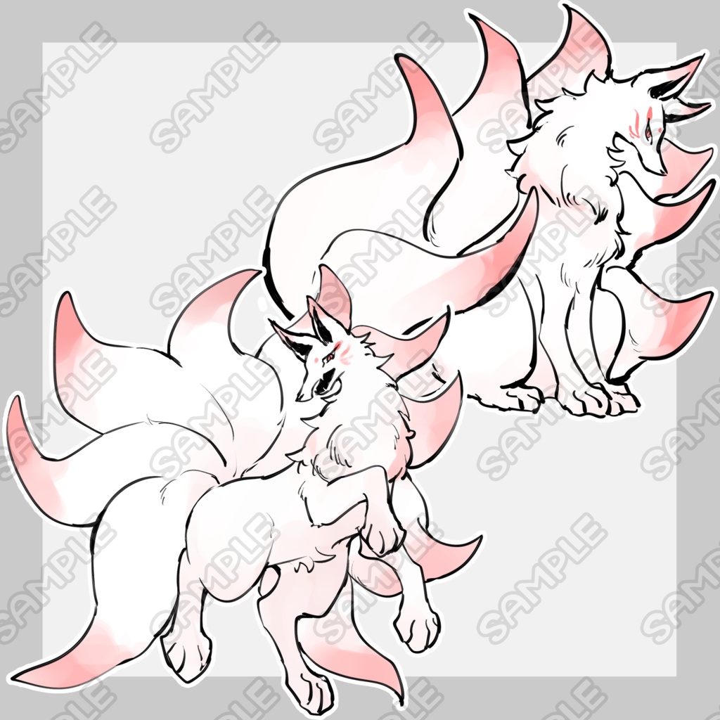 筆ペン風九尾の妖狐　2種