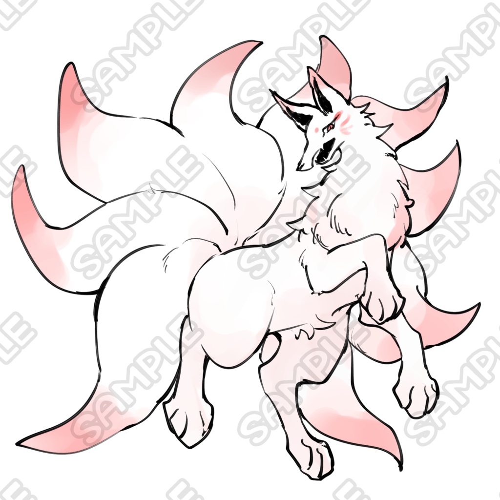 筆ペン風九尾の妖狐 2種