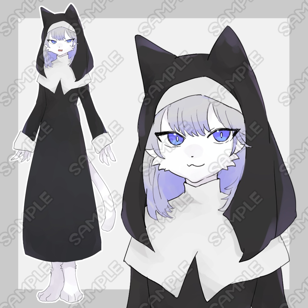 猫の獣人シスター【表情8種類】