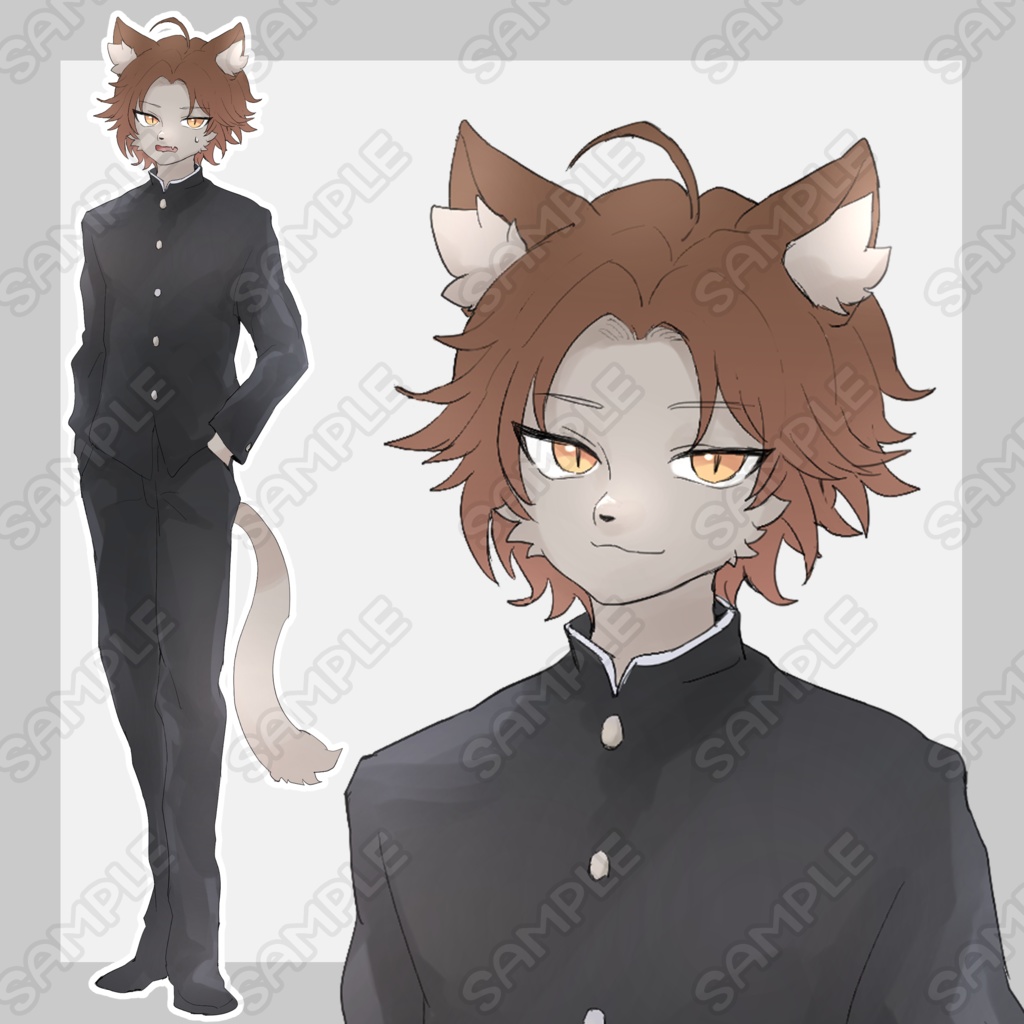 猫の獣人学生くん【表情8種類】