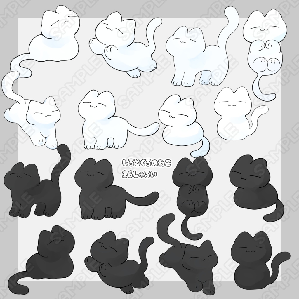 白と黒の猫　16種