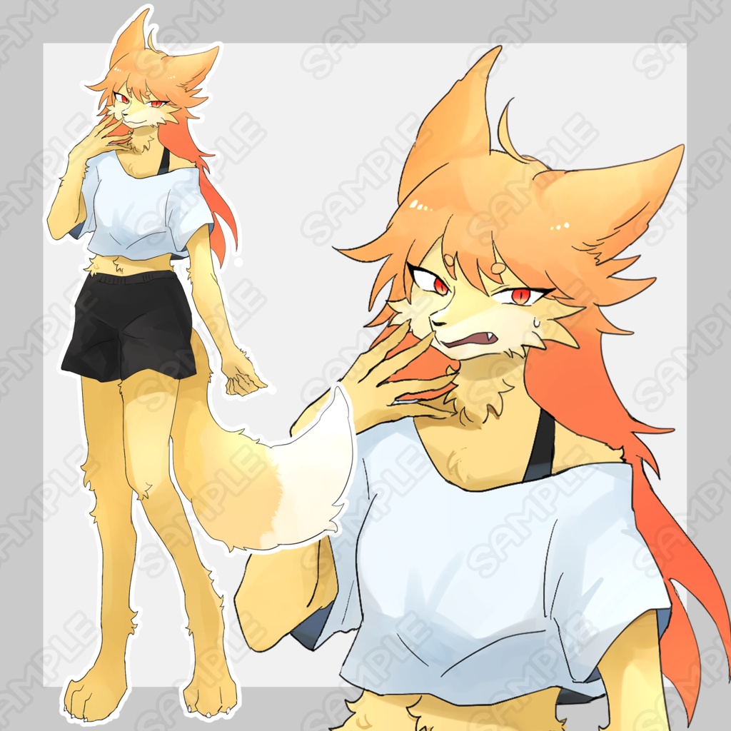 狐の獣人お姉さん【表情9種類】