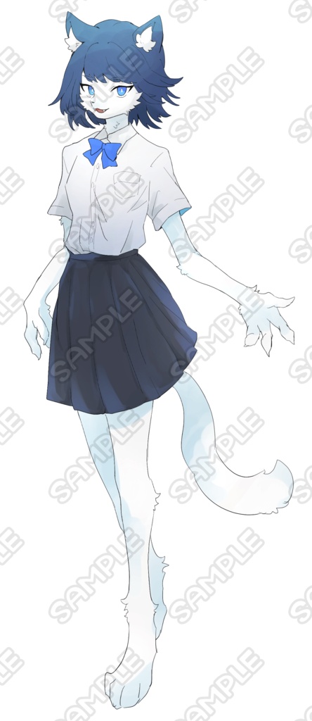 学生の猫獣人ちゃん【表情9種類】