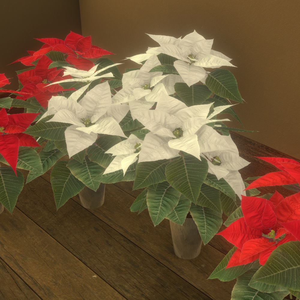 【VRChat想定】ポインセチア鉢植え3Dモデルセット