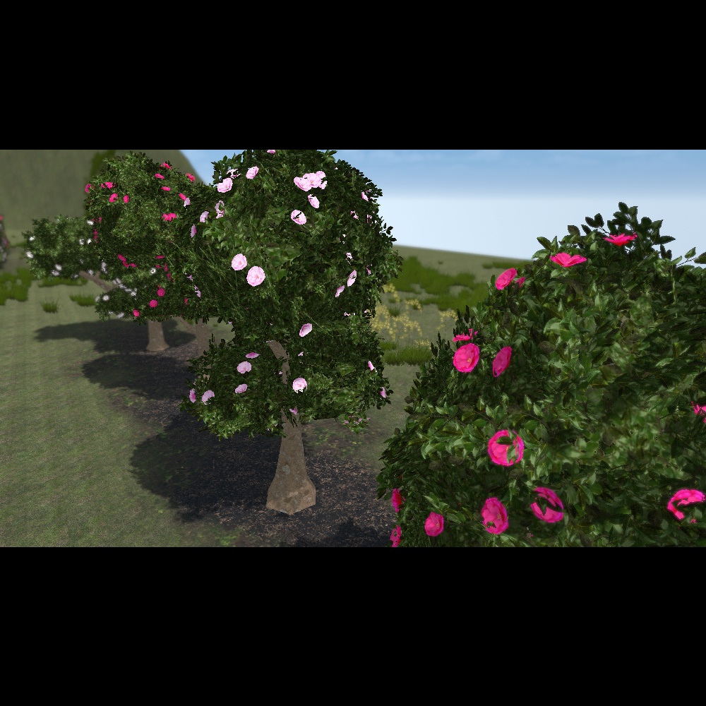 【VRChat向け】山茶花の植木・生垣 8タイプ×3色セット