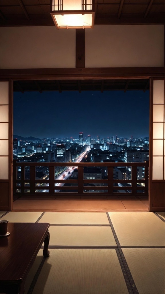 和風モダン壁紙セット|東海の静かな夜景×現代和室|Grok生成 高解像度100枚セット