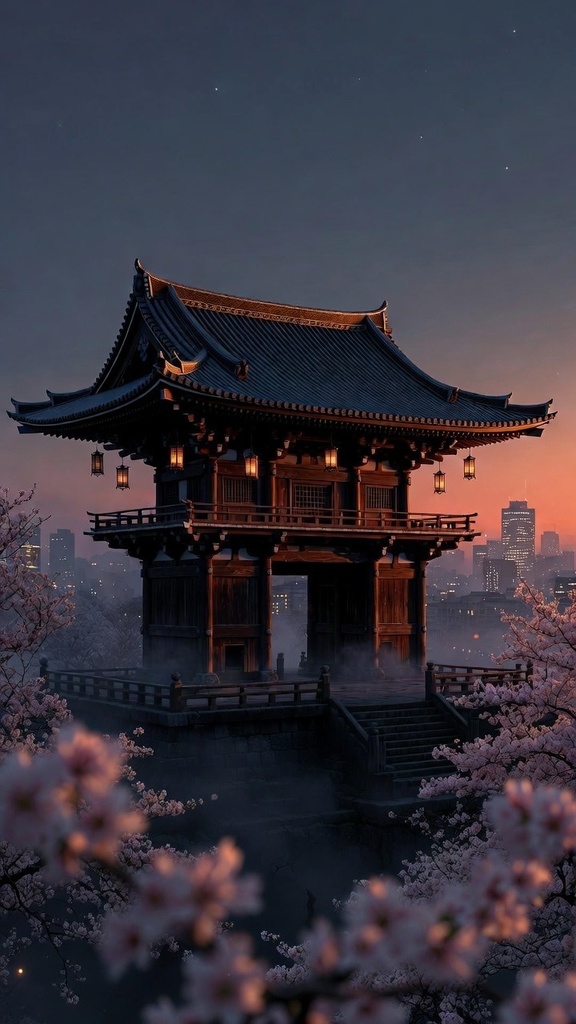 和風モダン壁紙セット|東海の静かな夜景×現代和室|Grok生成 高解像度100枚セット