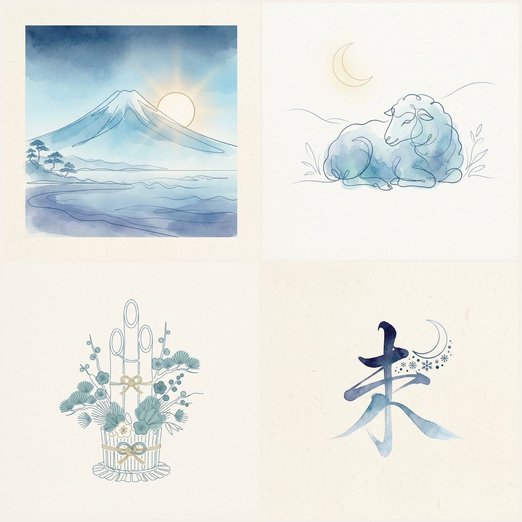 【デジタル】NY2027 Cool Blue Collection 4点セット 和モダン壁アート