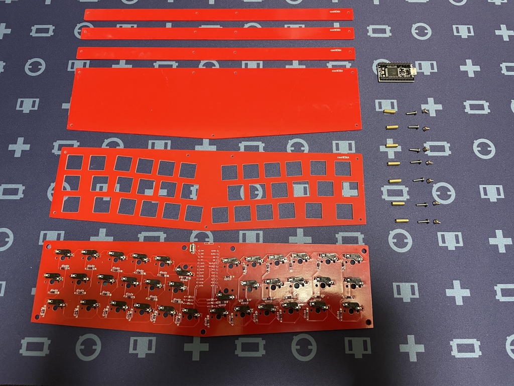 (ハンダ付け不要版)cool836A(Ver.B+モデル)赤色(自作キーボードキット)