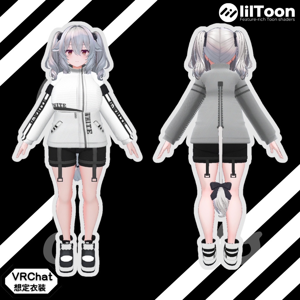 3D衣装モデル【Gホワイト】10アバター対応
