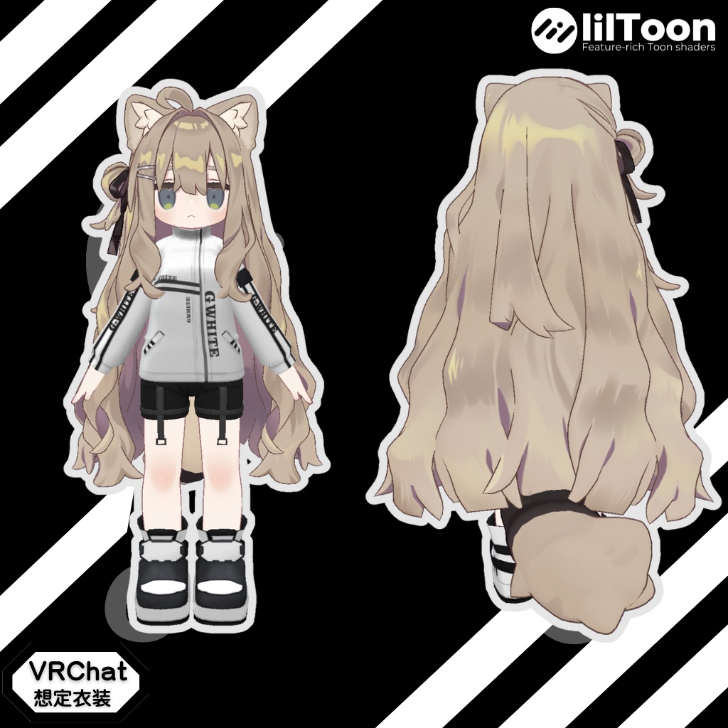 3D衣装モデル【Gホワイト】6アバター対応