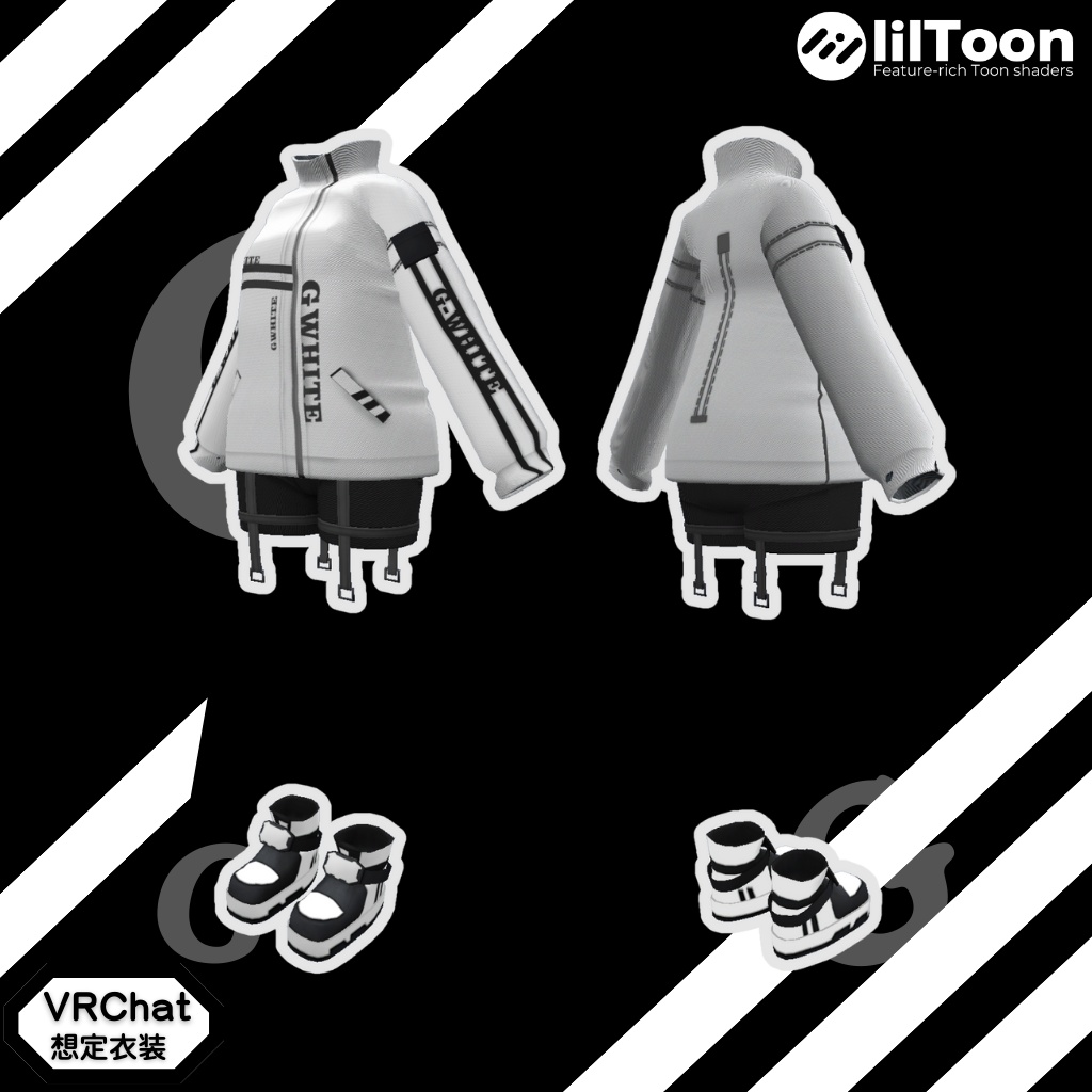 3D衣装モデル【Gホワイト】6アバター対応