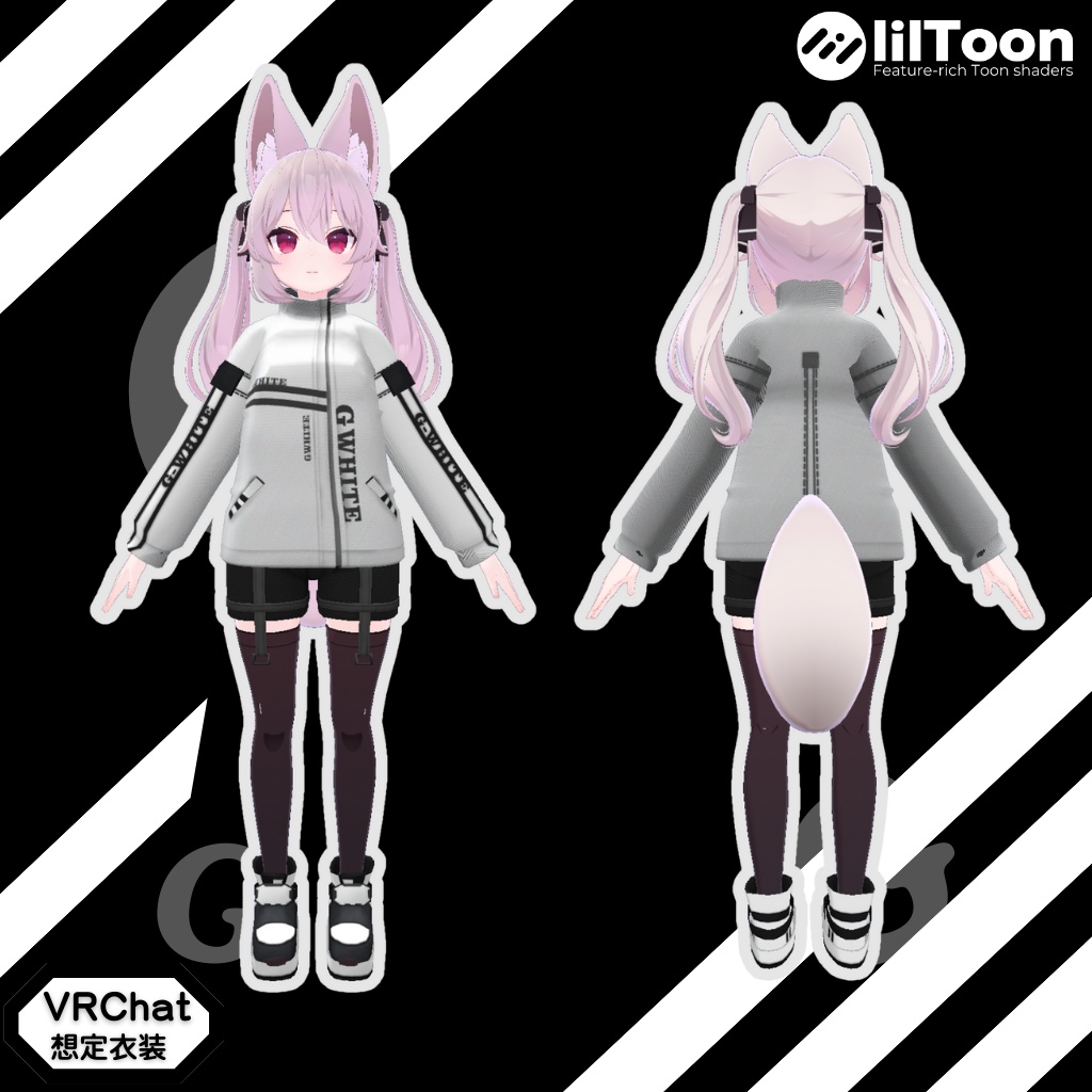 3D衣装モデル【Gホワイト】6アバター対応