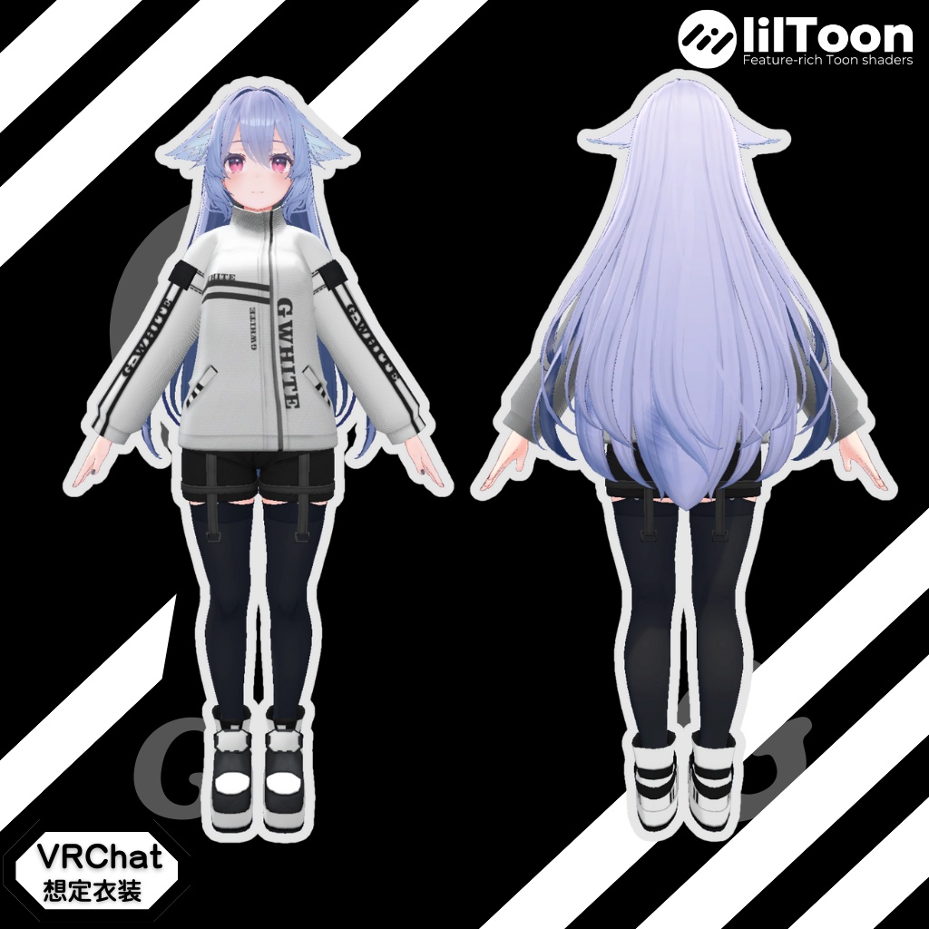 3D衣装モデル【Gホワイト】6アバター対応