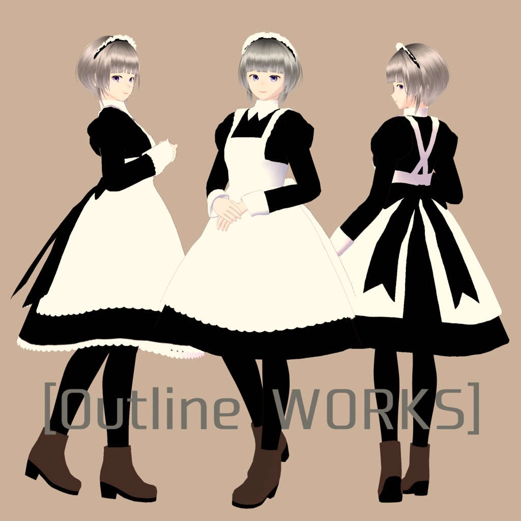 【outline works】06_Maid　VRM＆VROIDファイル