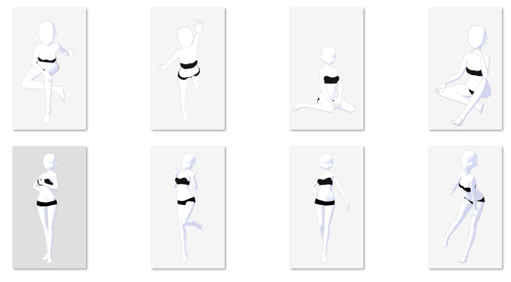 無料あり・VRoidポーズデータ Free Sample Included - VRoid Pose Collection【Pose Library Vol.01】