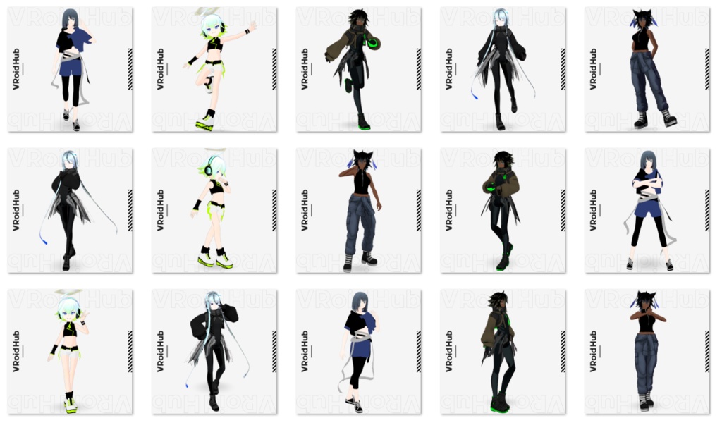 無料あり・便利なポーズライブラリ01・02(json/anim/vrma)cool and edgy/cute and feminine