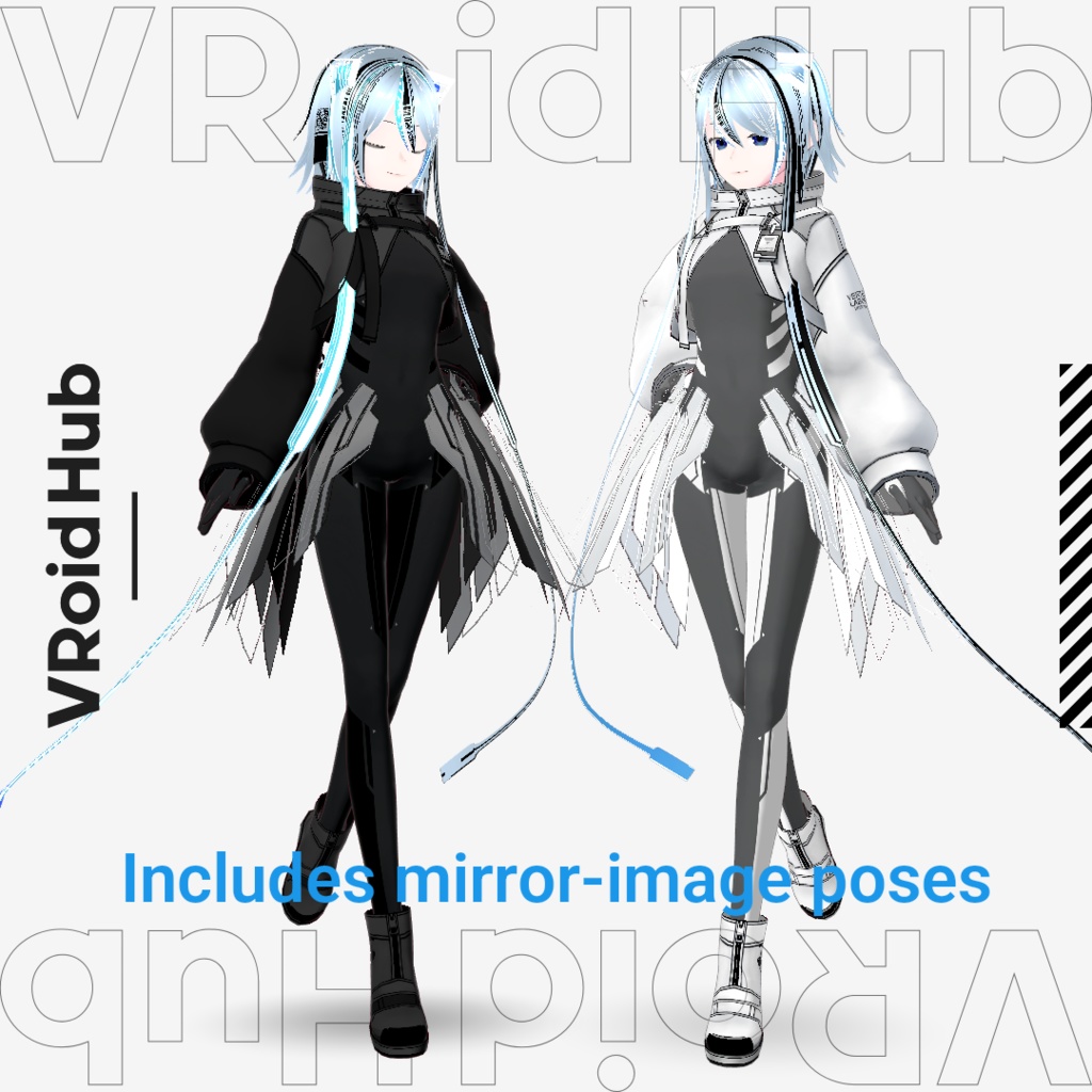 無料あり・便利なポーズライブラリ01・02(json/anim/vrma)cool and edgy/cute and feminine