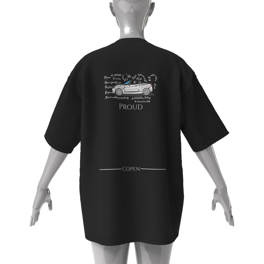 ビッグシルエットTシャツ両面印刷【Proud Copen Tシャツ-GR/880/CERO/ROBE 3colorエディション(白/黒/紺)】