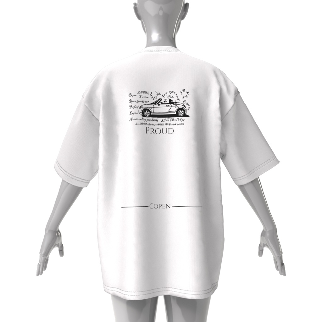 ビッグシルエットTシャツ両面印刷【Proud Copen Tシャツ-GR/880/CERO/ROBE 3colorエディション(白/黒/紺)】