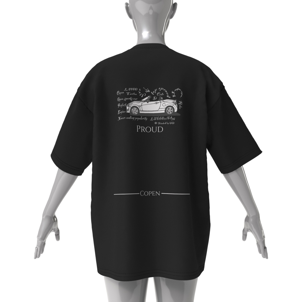 ビッグシルエットTシャツ両面印刷【Proud Copen Tシャツ-GR/880/CERO/ROBE 3colorエディション(白/黒/紺)】