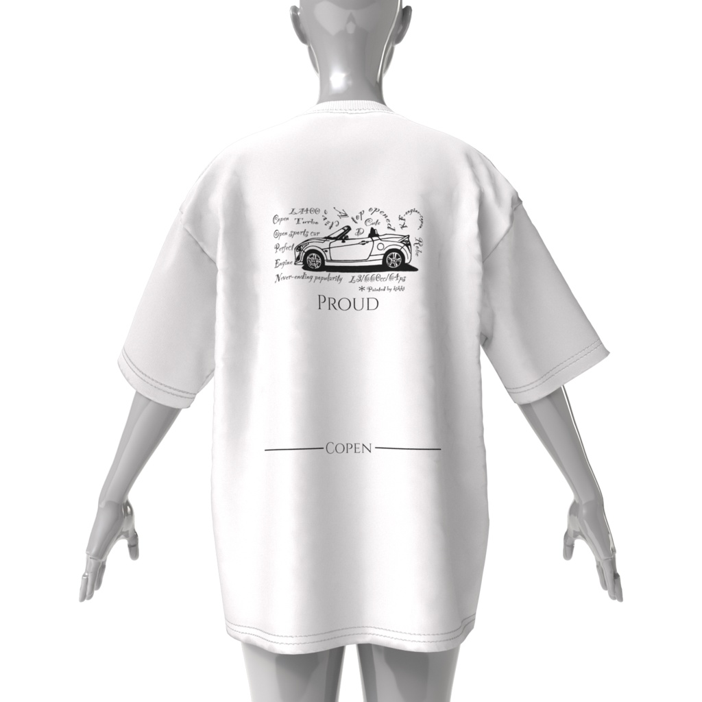 ビッグシルエットTシャツ両面印刷【Proud Copen Tシャツ-GR/880/CERO/ROBE 3colorエディション(白/黒/紺)】