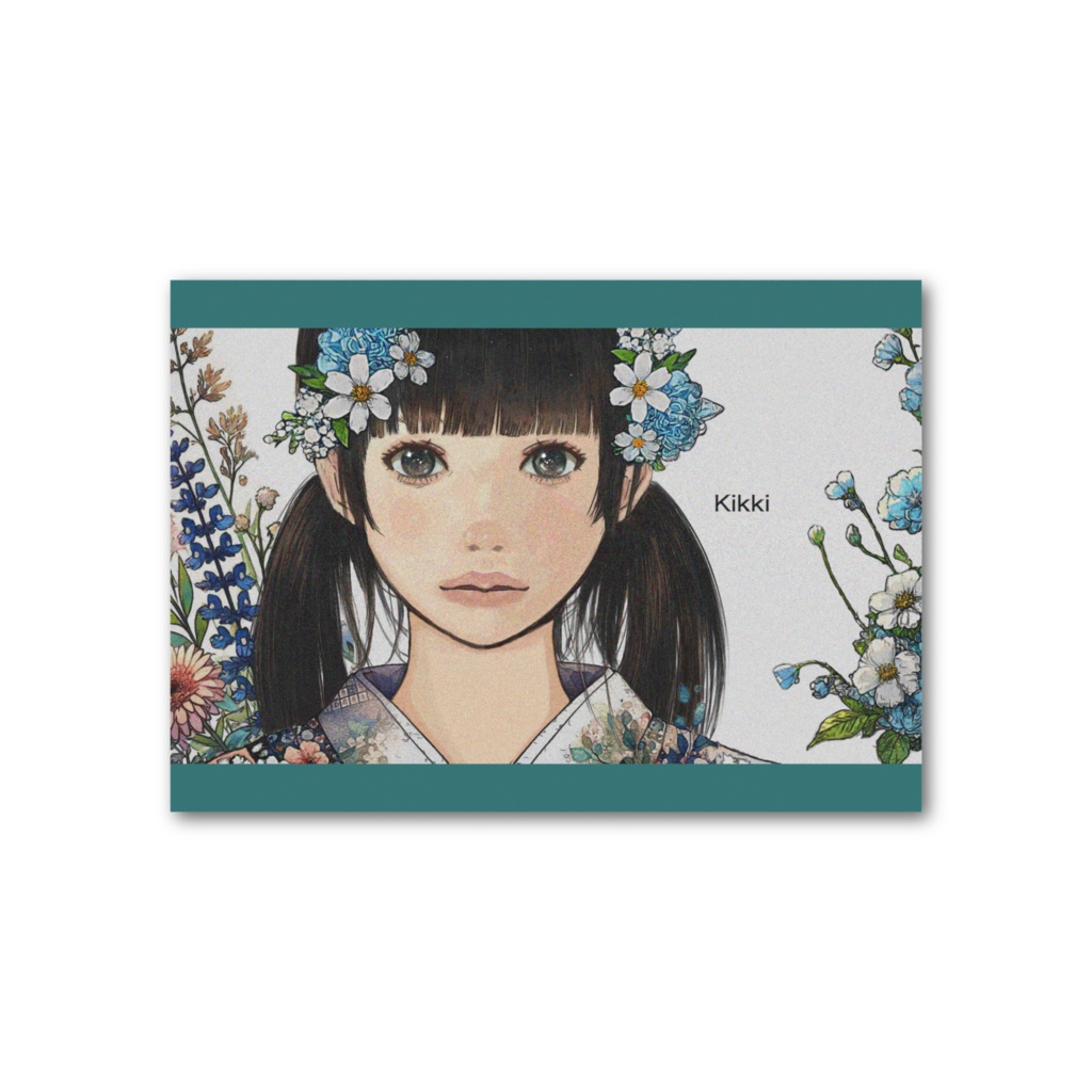 フォト風カード【着物と花】